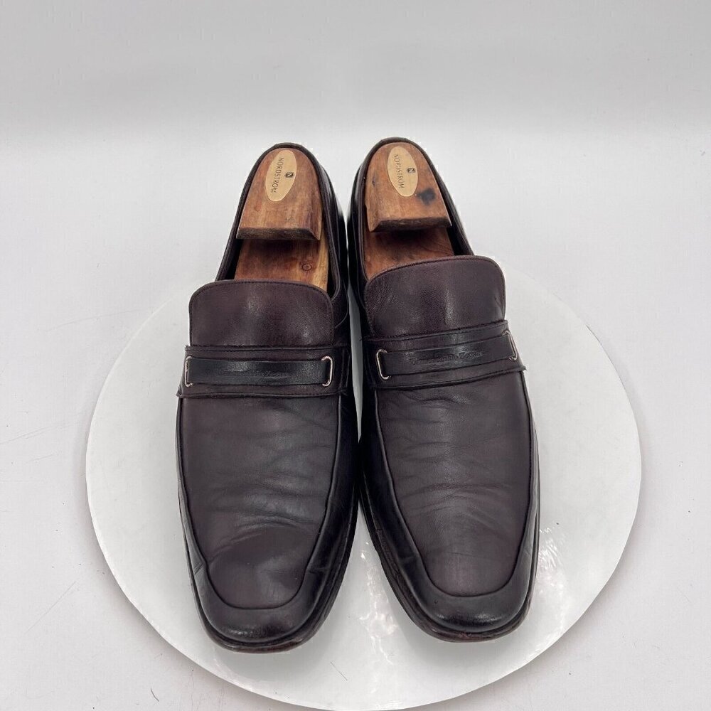 Ermenegildo Zegna Men Size 9D Brown Leather Penny Loafers Slip On Dress Shoes